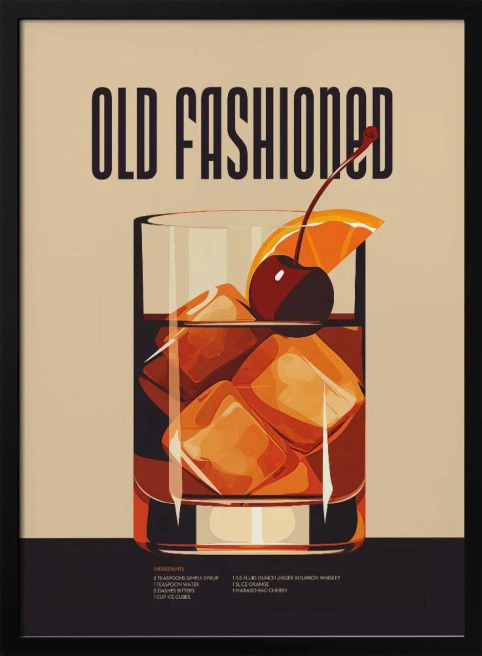 Framed Vintage Art Print - Old Fashioned by Andreas Magnusson 24x36 for Home or Office Decor